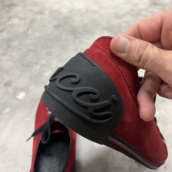Gucci Suede DK Royal Men's Sneakers Size 8 Red Gucci Script EU 41 - Picture 3 of 10